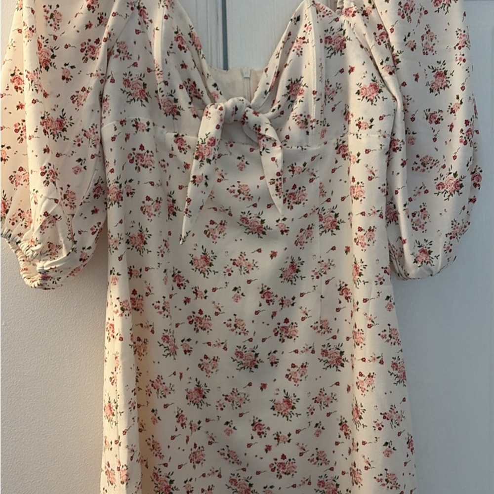 Pink Lily Cream Floral Mini Dress